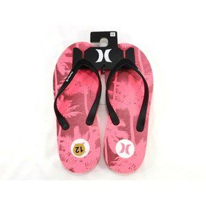 Hurley Flip Flops Thong Sandals - Pink & Black Palm Trees - HFS0005-691 Men's